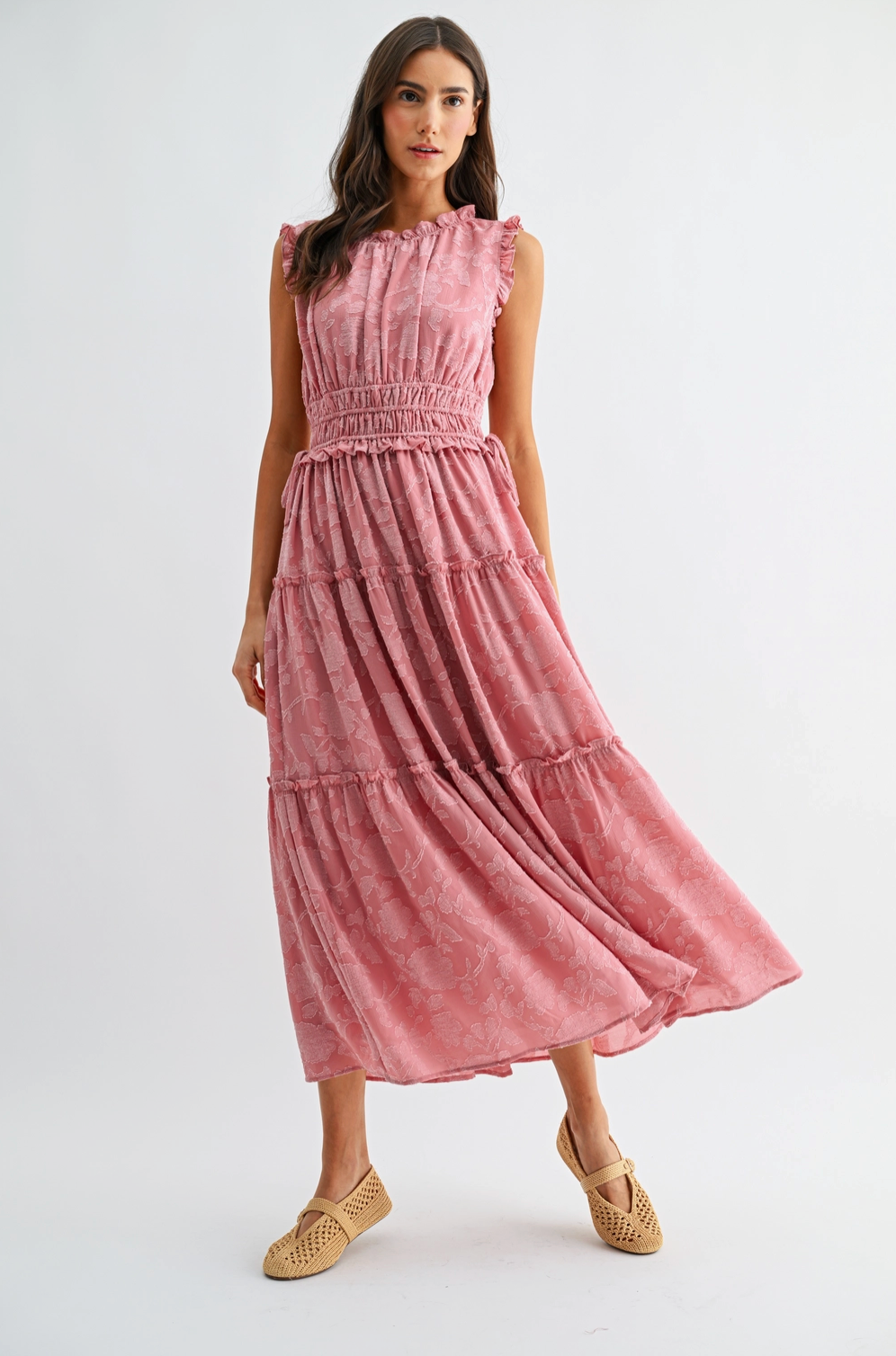 CAMELLIA DUSTY PETAL MIDI DRESS