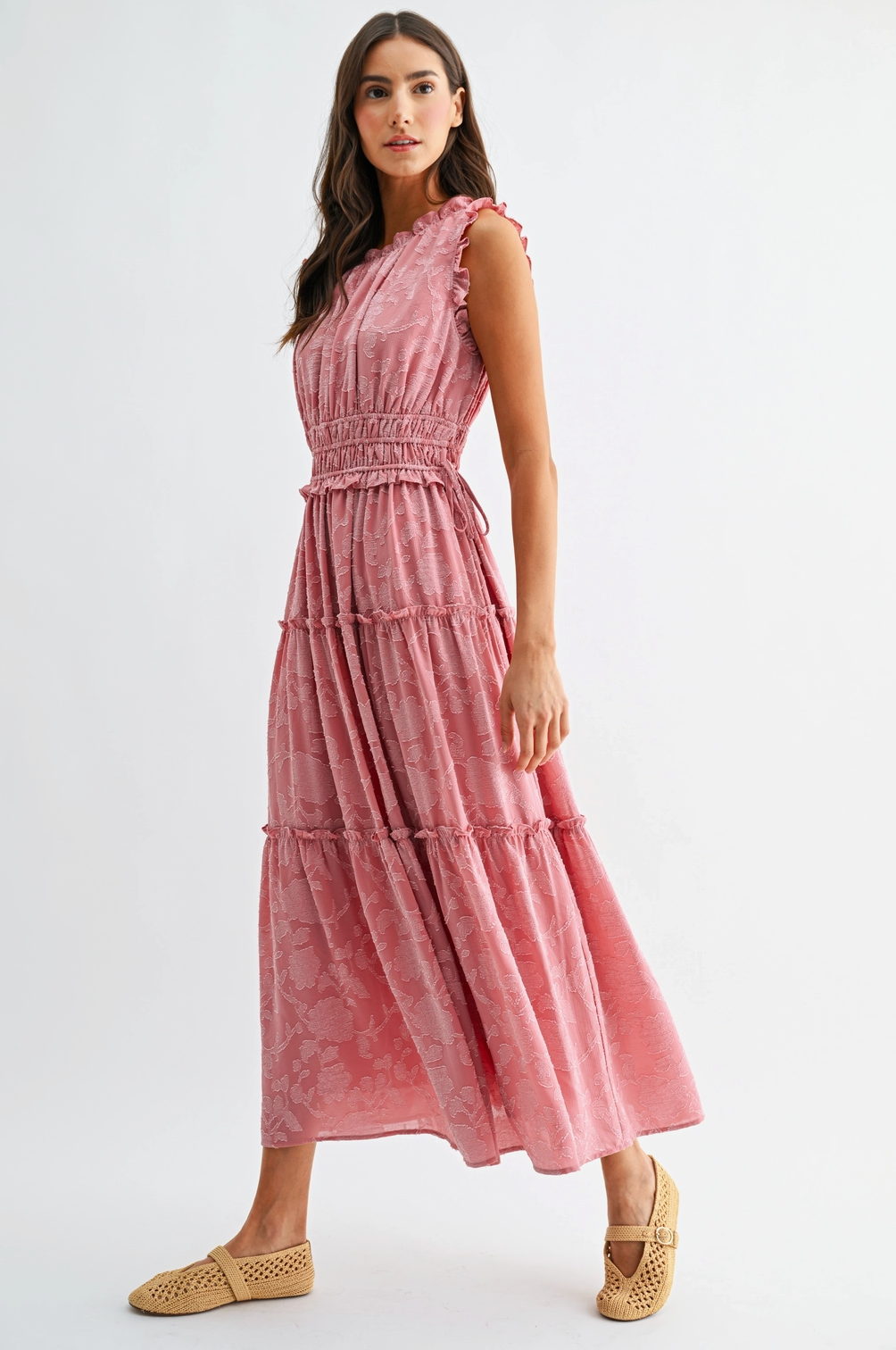 CAMELLIA DUSTY PETAL MIDI DRESS