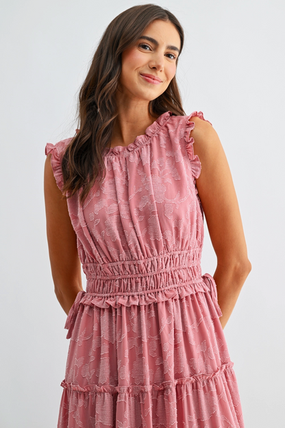 CAMELLIA DUSTY PETAL MIDI DRESS