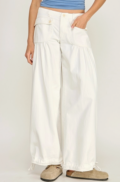 MISS LOVE BLANCO WIDE LEG PANTS