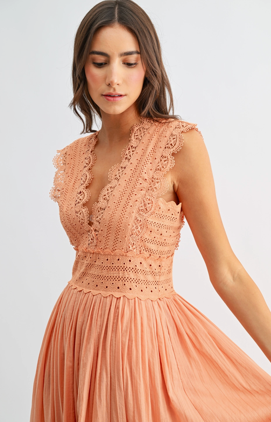 CAMELLIA JUST PEACHY MIDI DRESS