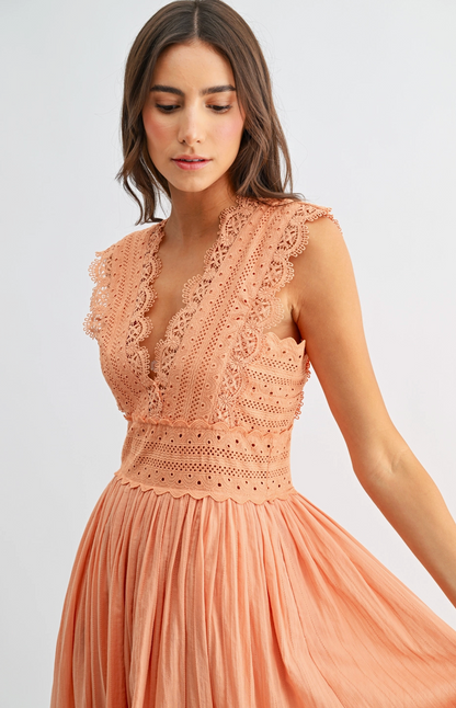 CAMELLIA JUST PEACHY MIDI DRESS