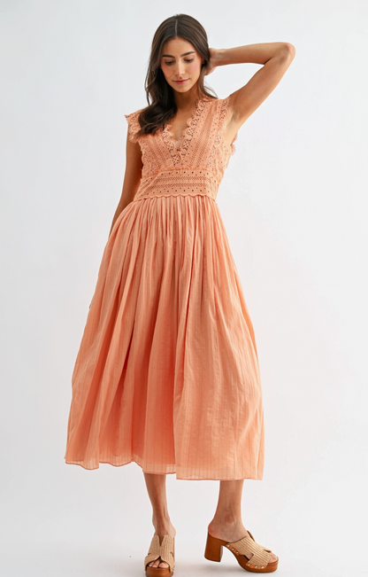 CAMELLIA JUST PEACHY MIDI DRESS