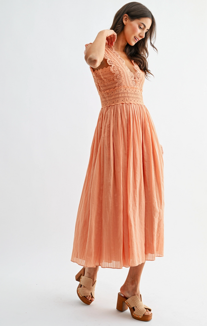 CAMELLIA JUST PEACHY MIDI DRESS