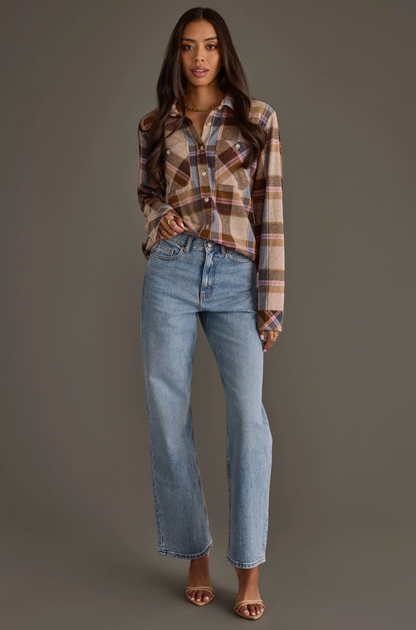 PANACHE PRETTY IN PLAID BUTTON UP TOP