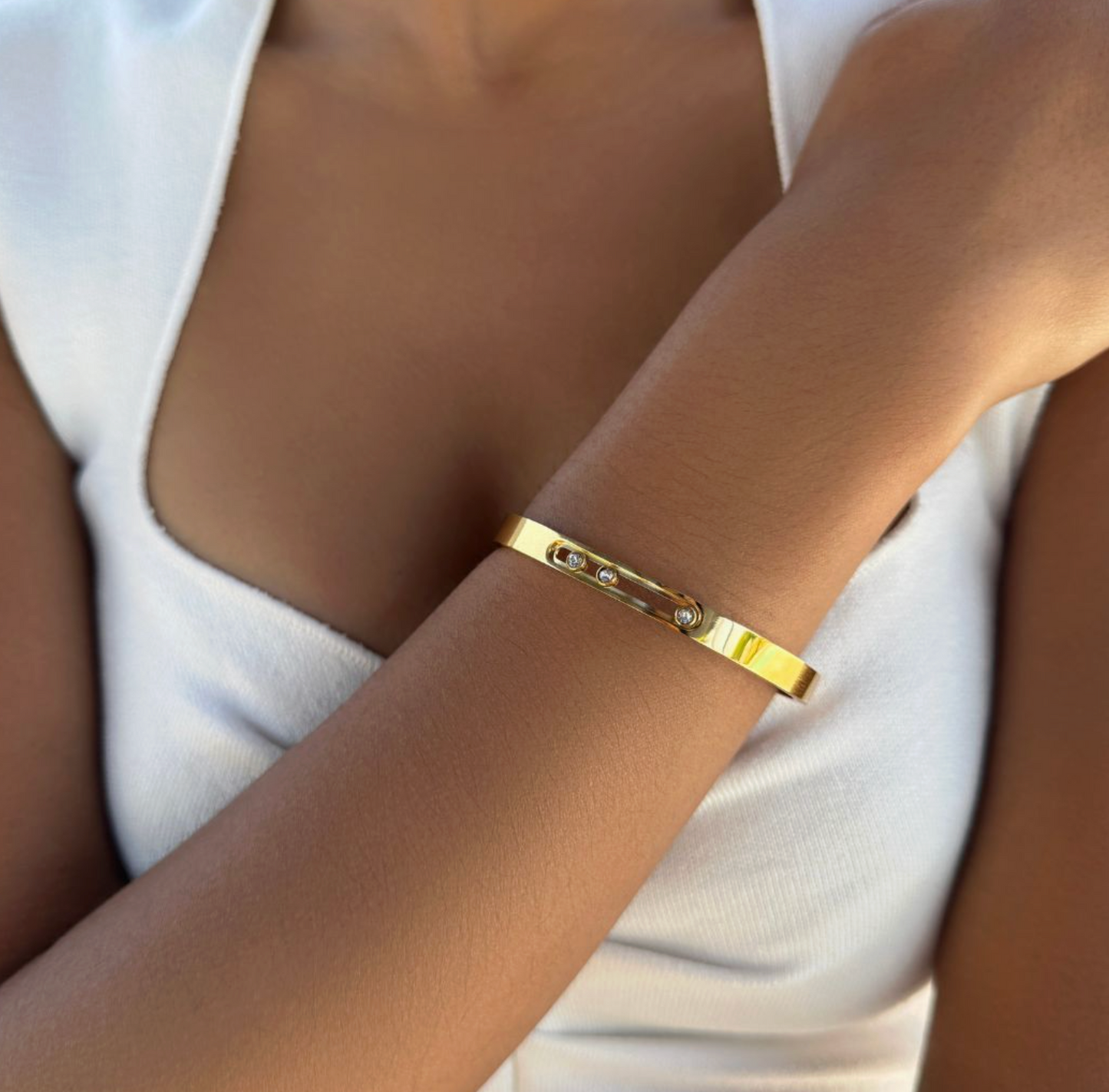ADORNIA SLIDING STONES CUFF BRACELET