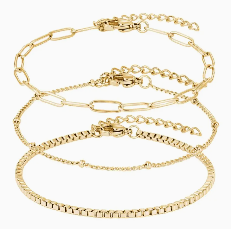 ADORNIA GOLD TRIO BRACELET SET