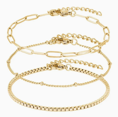 ADORNIA GOLD TRIO BRACELET SET