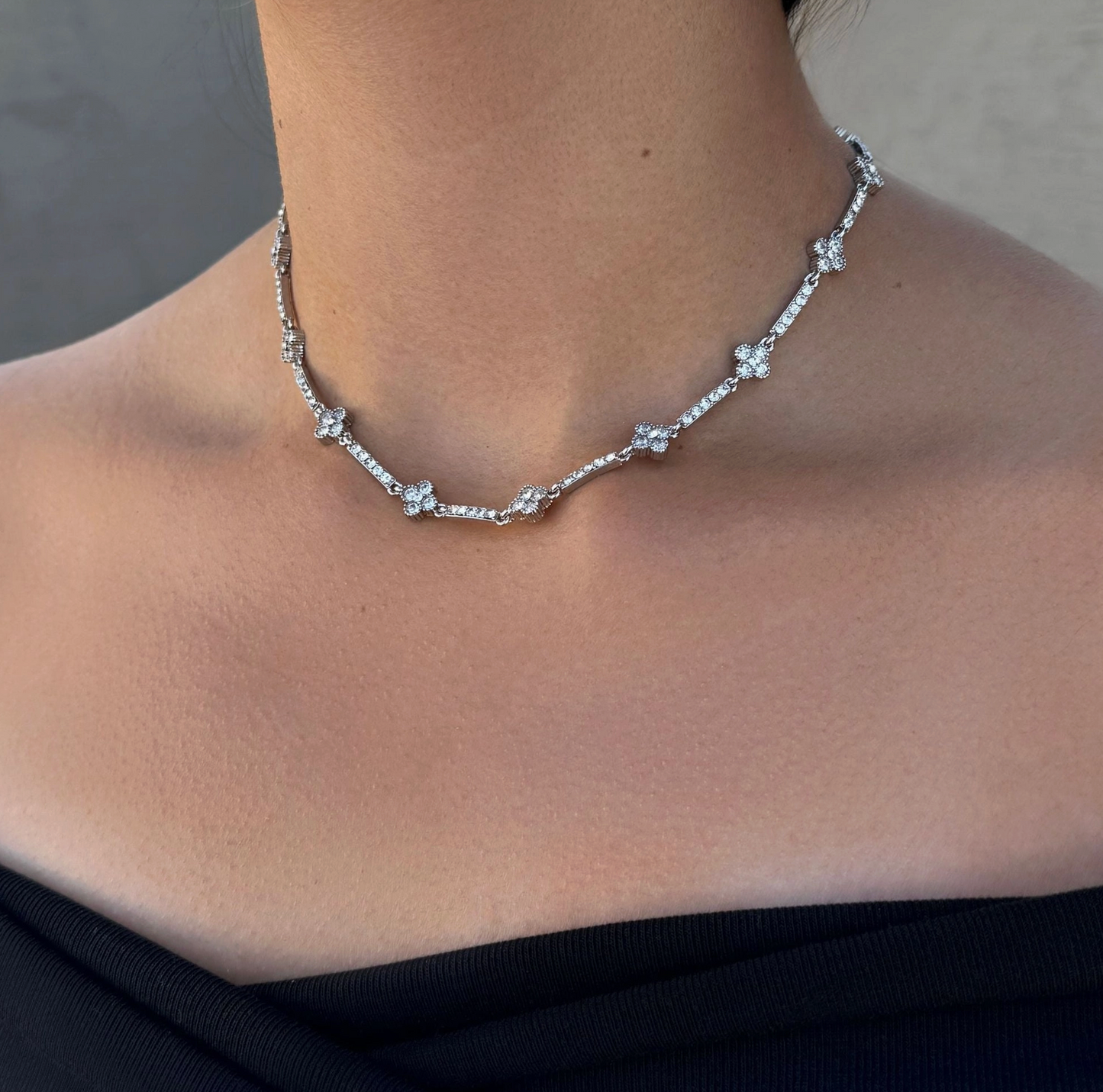 ADORNIA SPARKLE CLOVER NECKLACE