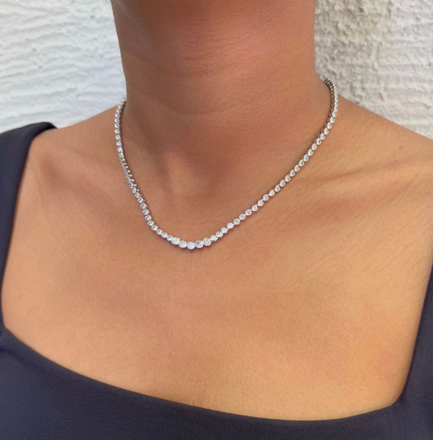ADORNIA BEZELED TENNIS NECKLACE