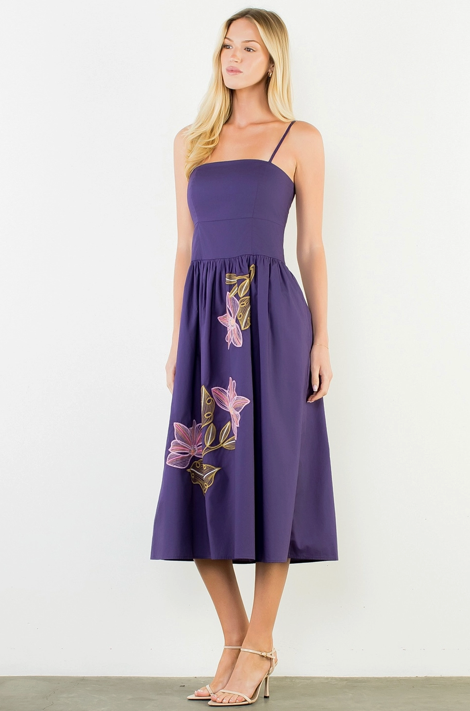 THML VIOLET BLOSSOM MIDI DRESS