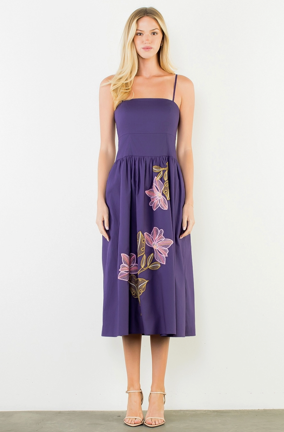 THML VIOLET BLOSSOM MIDI DRESS
