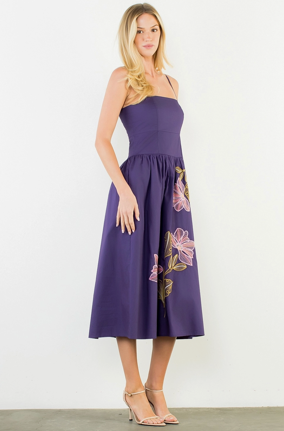 THML VIOLET BLOSSOM MIDI DRESS