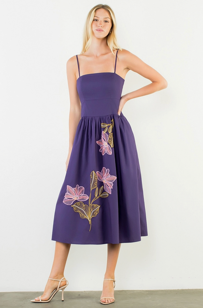THML VIOLET BLOSSOM MIDI DRESS