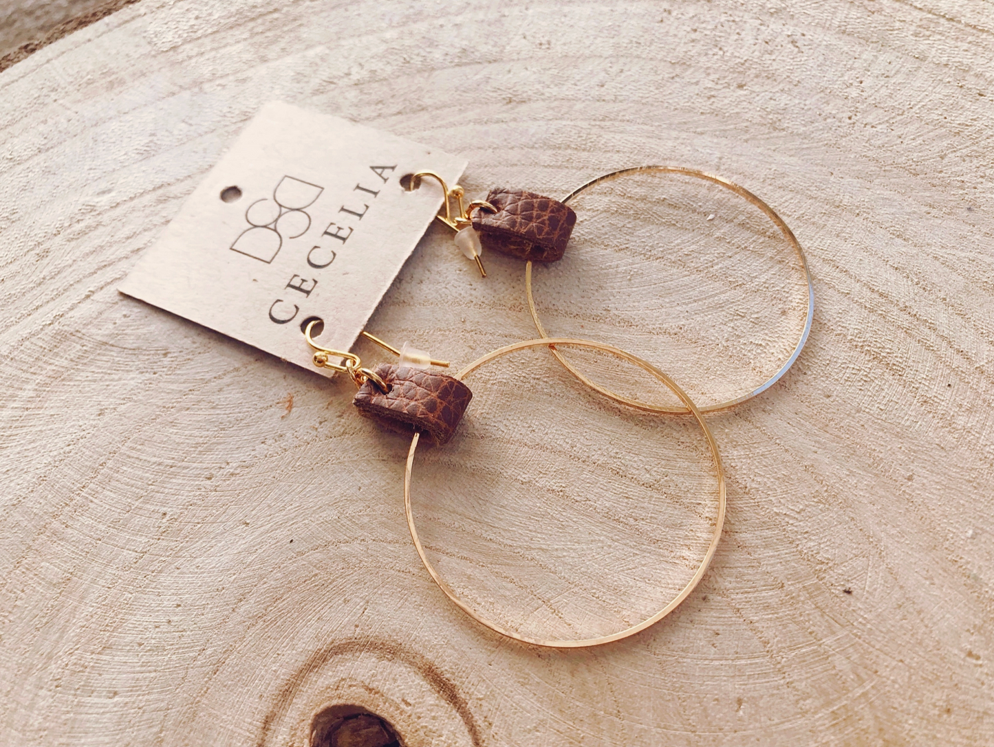 CECELIA DESIGNS JEWELRY LEATHER HOOP EARRING