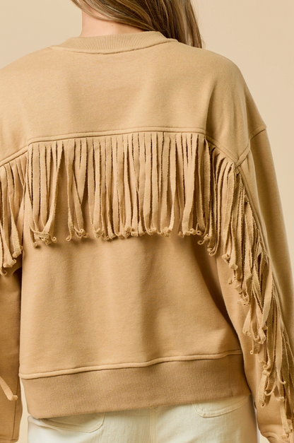 LALAVON WILLIE FRINGE CREW NECK
