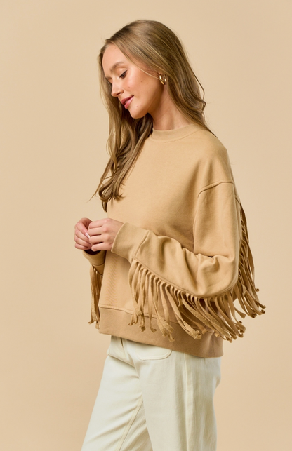 LALAVON WILLIE FRINGE CREW NECK