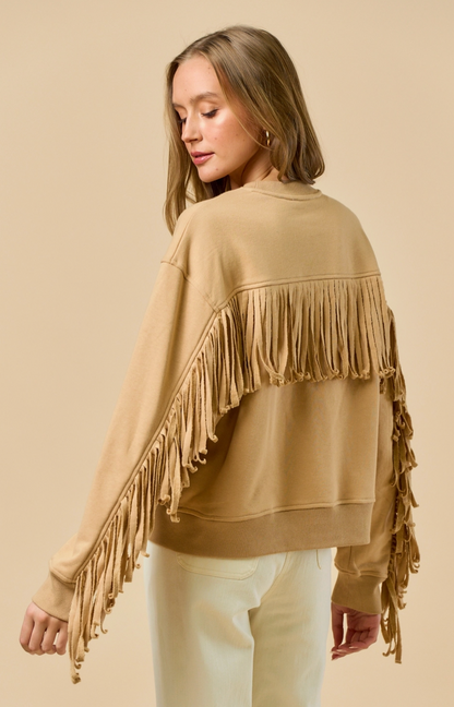 LALAVON WILLIE FRINGE CREW NECK