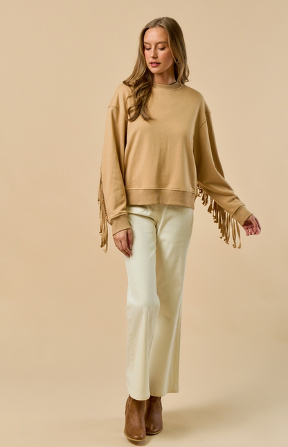 LALAVON WILLIE FRINGE CREW NECK