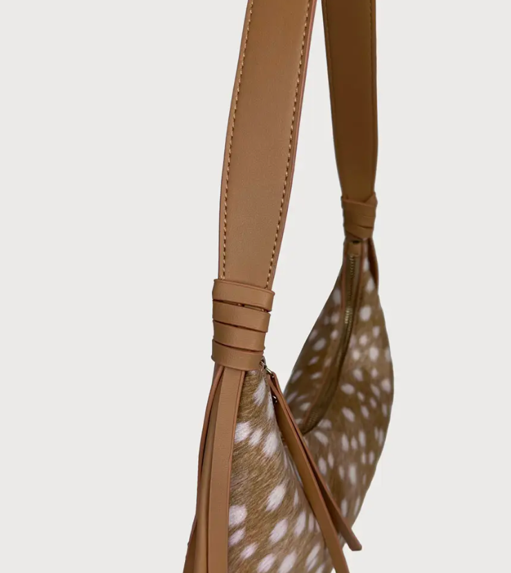 AHDORNED SARA PRINTED SUEDE SHOULDER BAG
