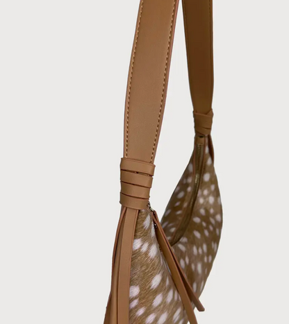 AHDORNED SARA PRINTED SUEDE SHOULDER BAG
