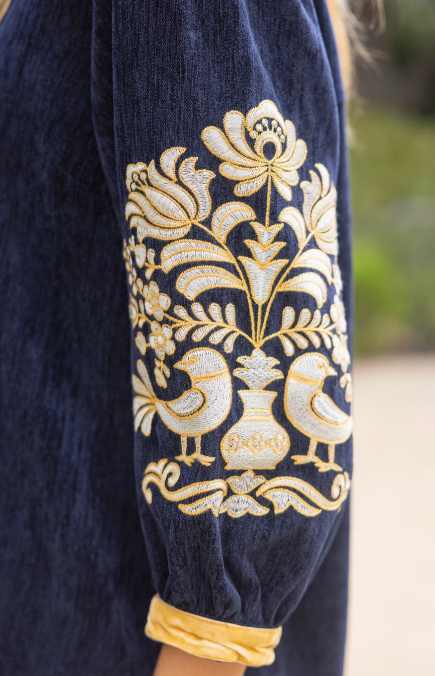 VOY MIDNIGHT GOLD MINI DRESS
