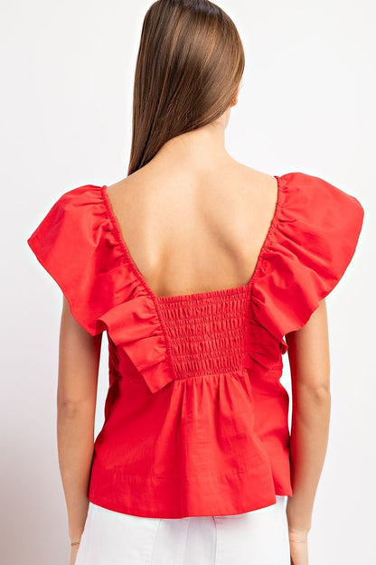 EE:SOME SHORT SLEEVE RUFFLED TOP