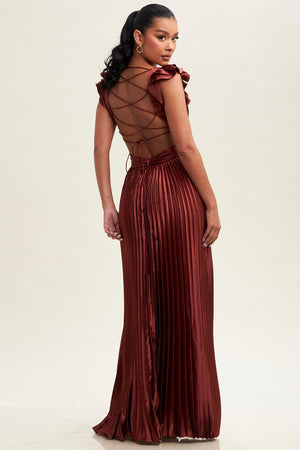 LUXXEL PLEATED MAXI DRESS
