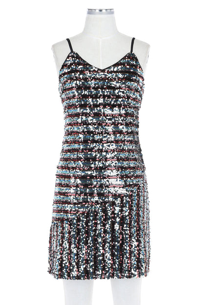 SKIES ARE BLUE RAINBOW SEQUIN MINI DRESS