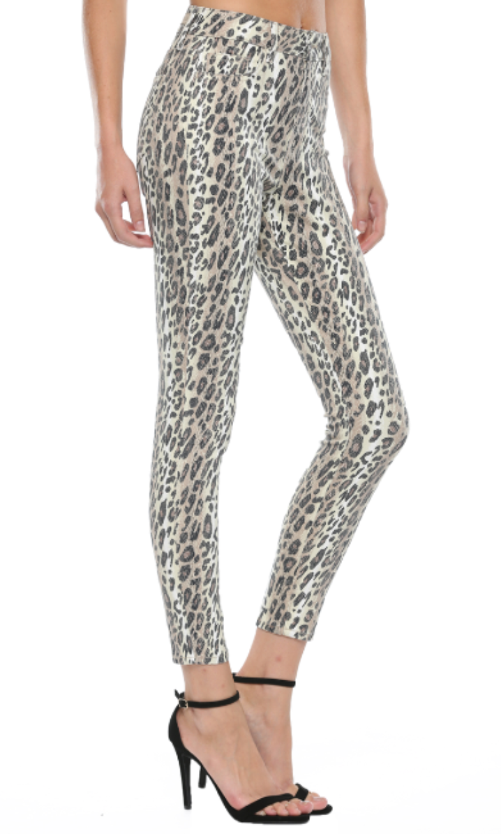 CELLO HIGH RISE LEOPARD PRINT CROP SKINNY JEANS