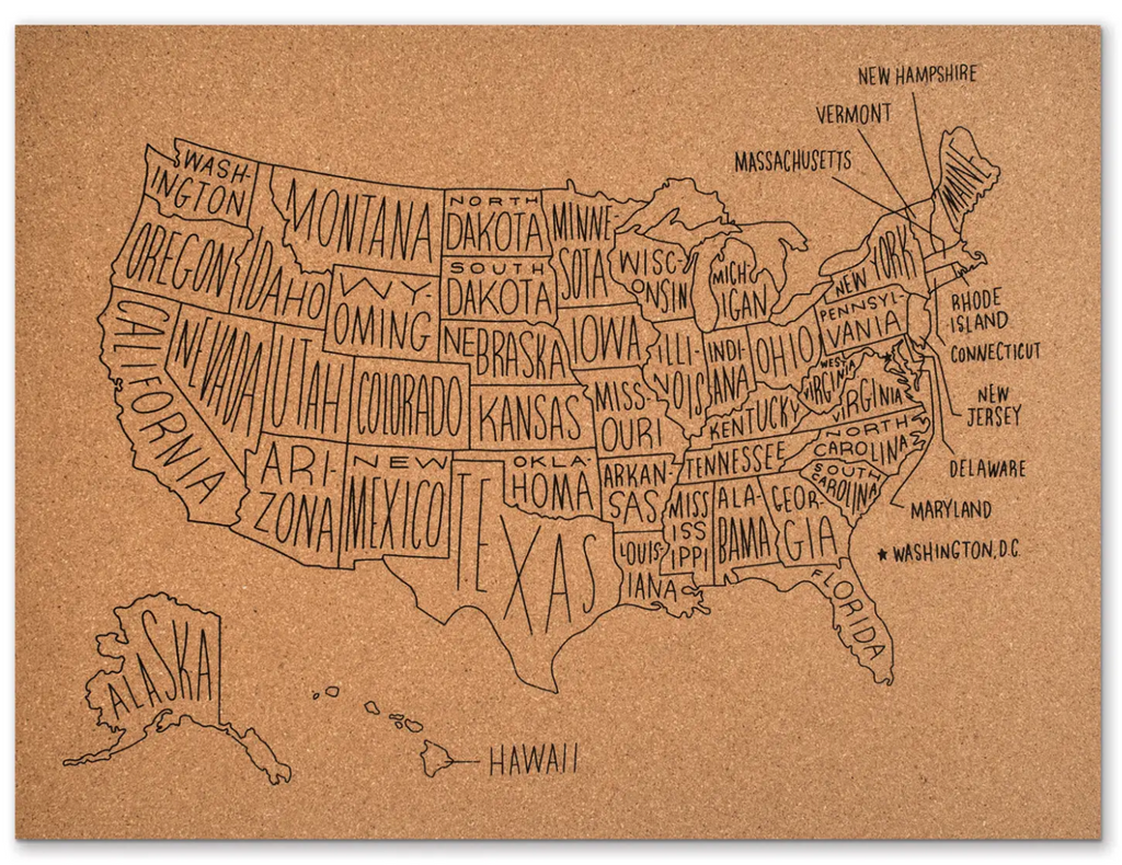 MADE MARKET USA CORK MAP