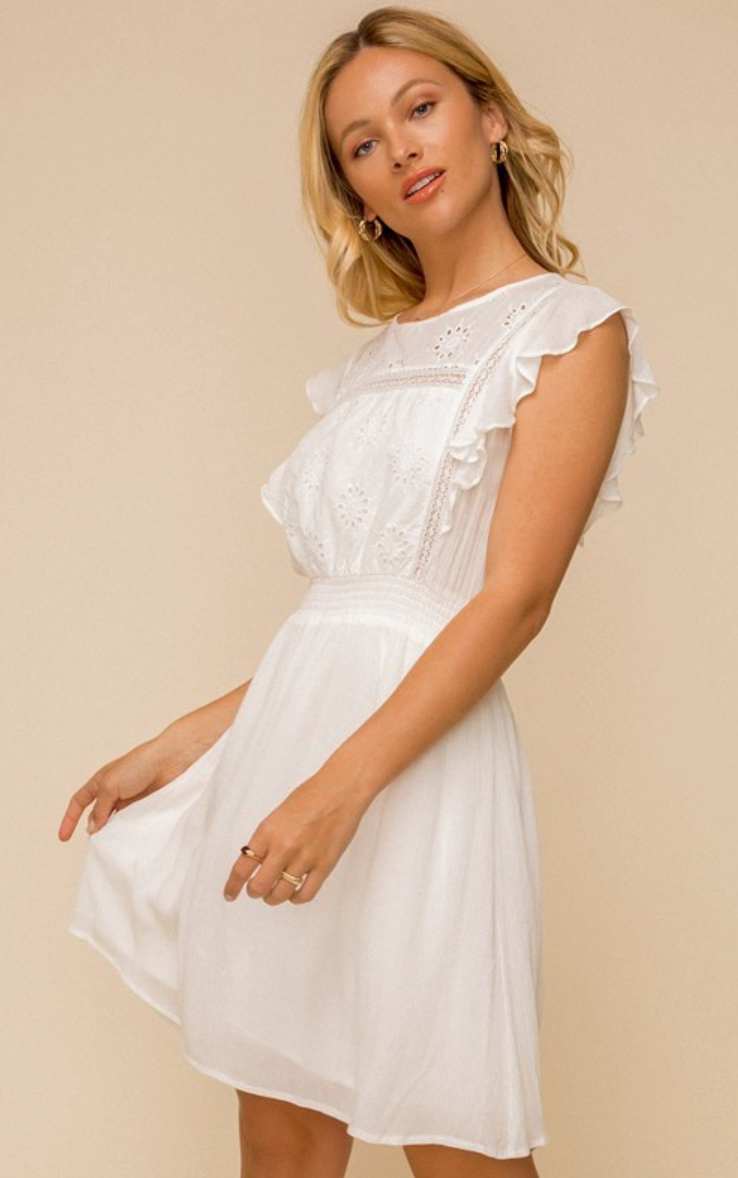 HEM & THREAD FLUTTER DRESS