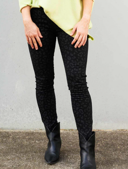 MUDPIE BLACK LEOPARD WYLIE PRINTED JEANS
