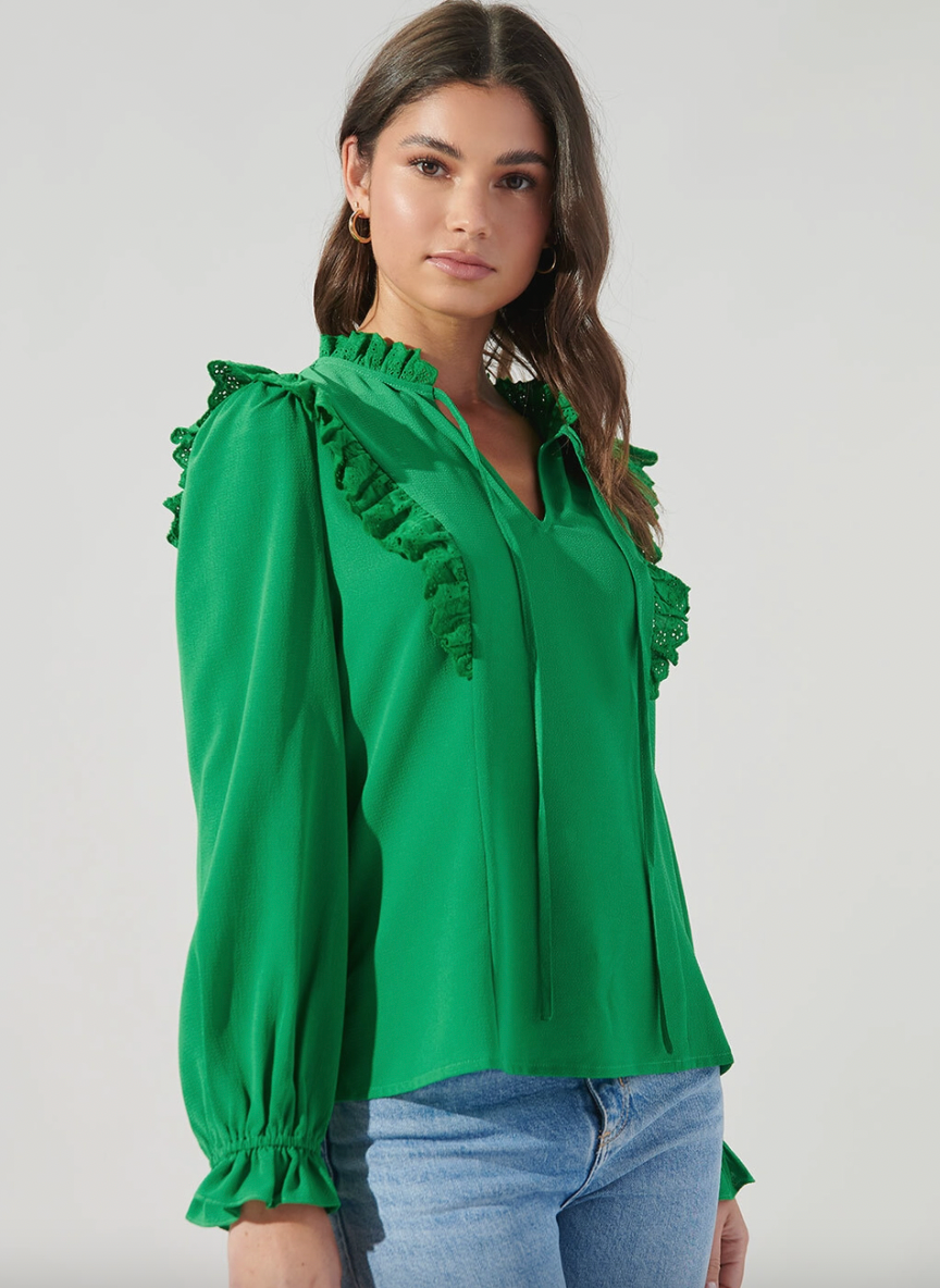 SUGARLIPS KARLY LACE TRIM PRINCESS BLOUSE