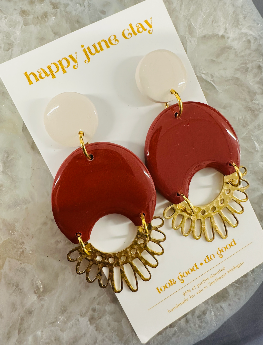 HAPPY JUNE CLAY FALL DANGLE EARRINGS