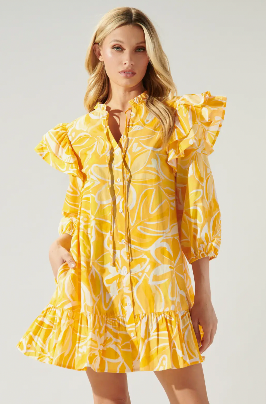 SUAGRLIPS DAYGLOW TROPICS RUFFLE DRESS