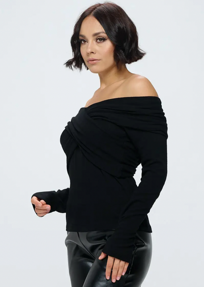 RENEE C. SWEATER WRAP TOP