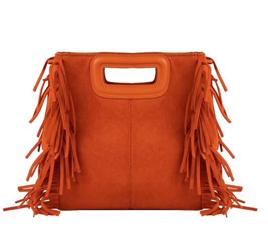 AHDORNED SMALL FAUX SUEDE BAG WITH FRINGE