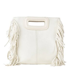AHDORNED SMALL FAUX SUEDE BAG WITH FRINGE