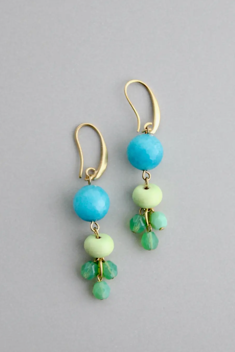 DAVID AUBREY AQUA AND MINT BUBBLE EARRING