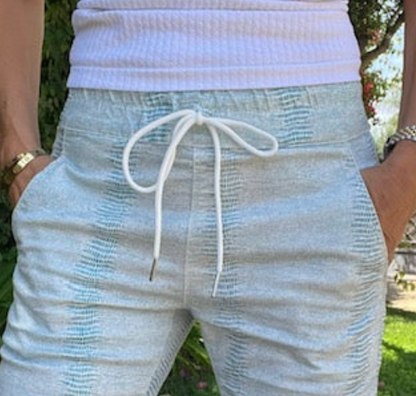 BEVY FLOG SHELY AQUA SNAKE PANTS