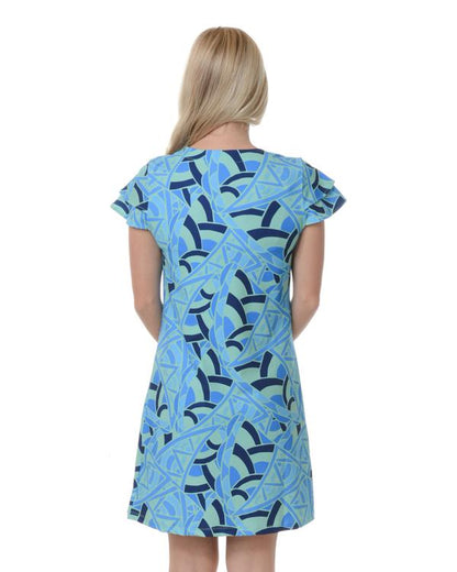 CHELSEA GUNN V NECK RUFFLE DRESS